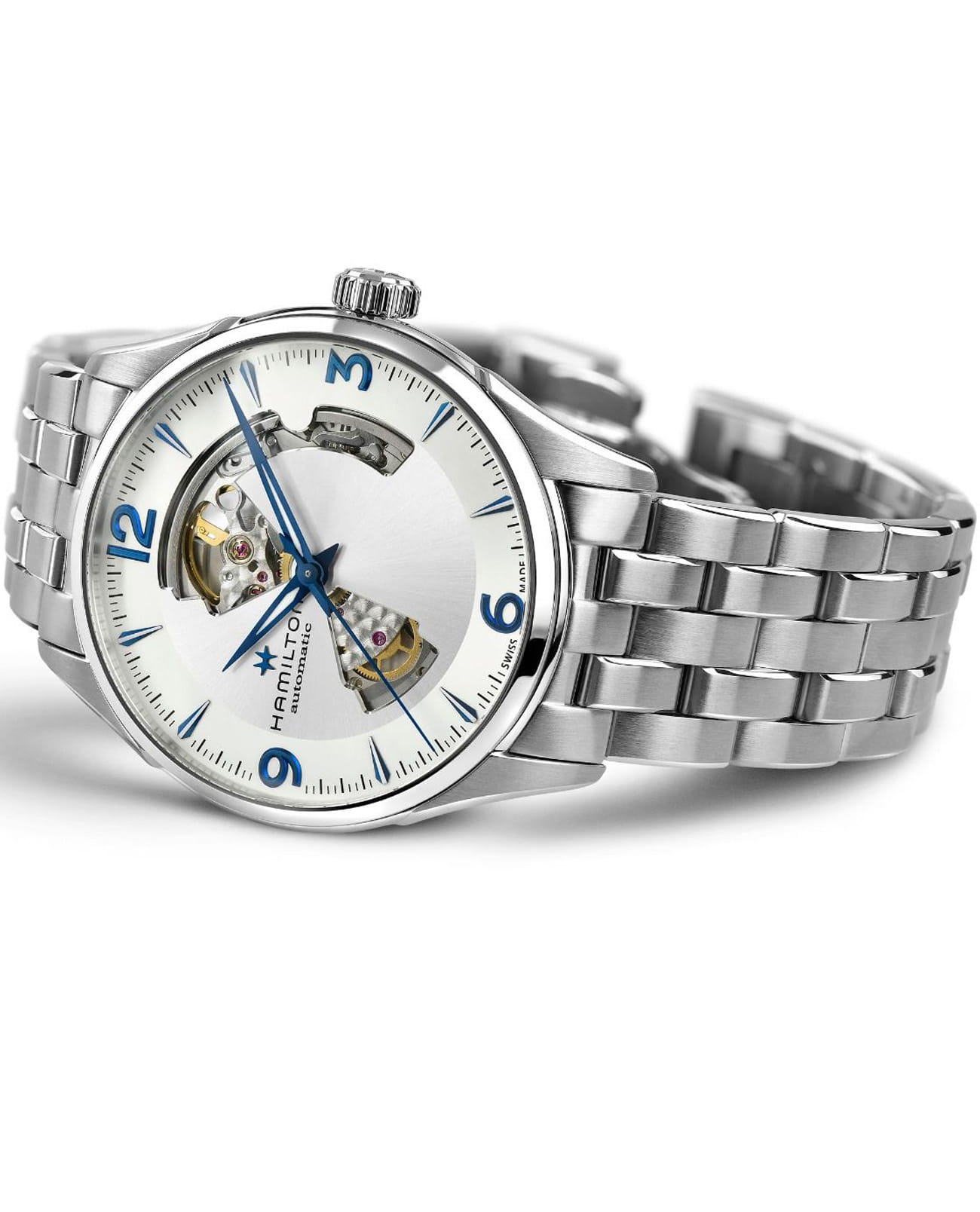 Hamilton Hamilton Jazzmaster Open Heart Auto H32705152, jazzmaster швейцария мужские часы на браслете нержавеющая сталь боковой вид